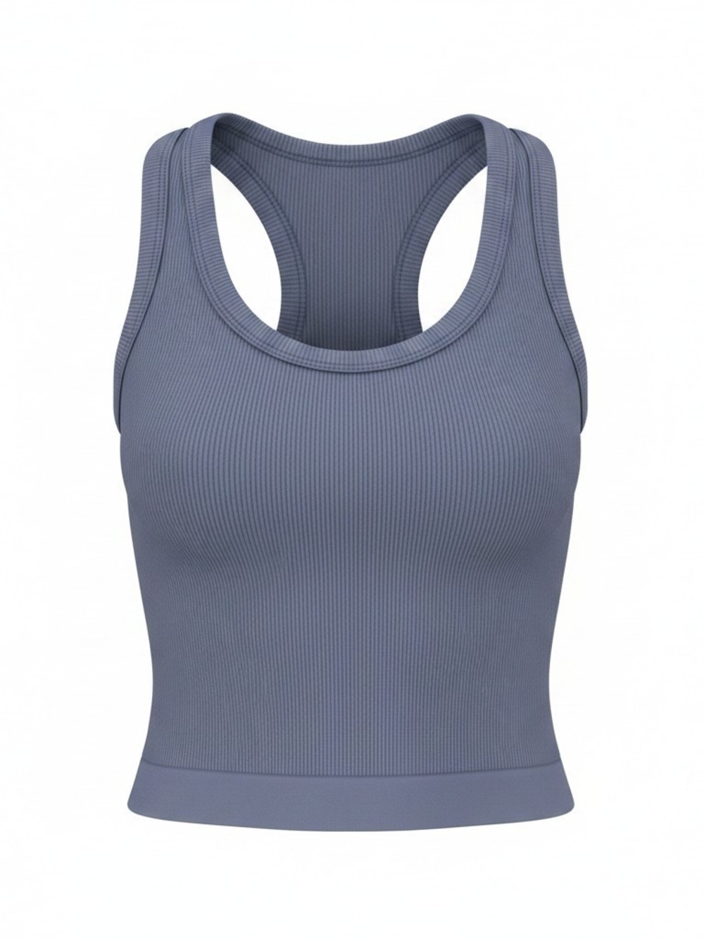 90 Degree By Reflex Ribbed Racerback Crop Tank - Slate Blue